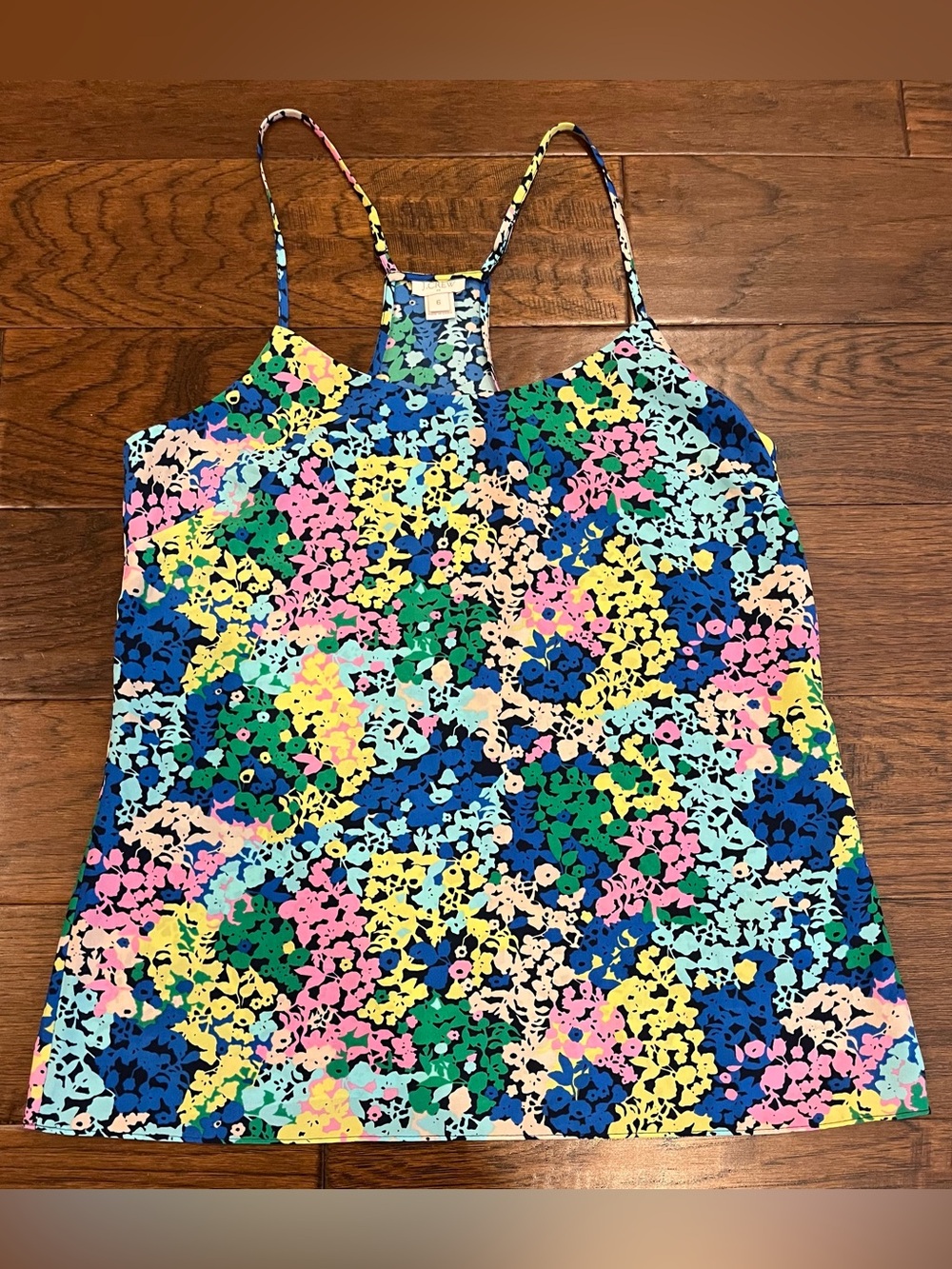 J. Crew Multicolor Floral Spaghetti Adjustable Strap Razorback Tank Top 6